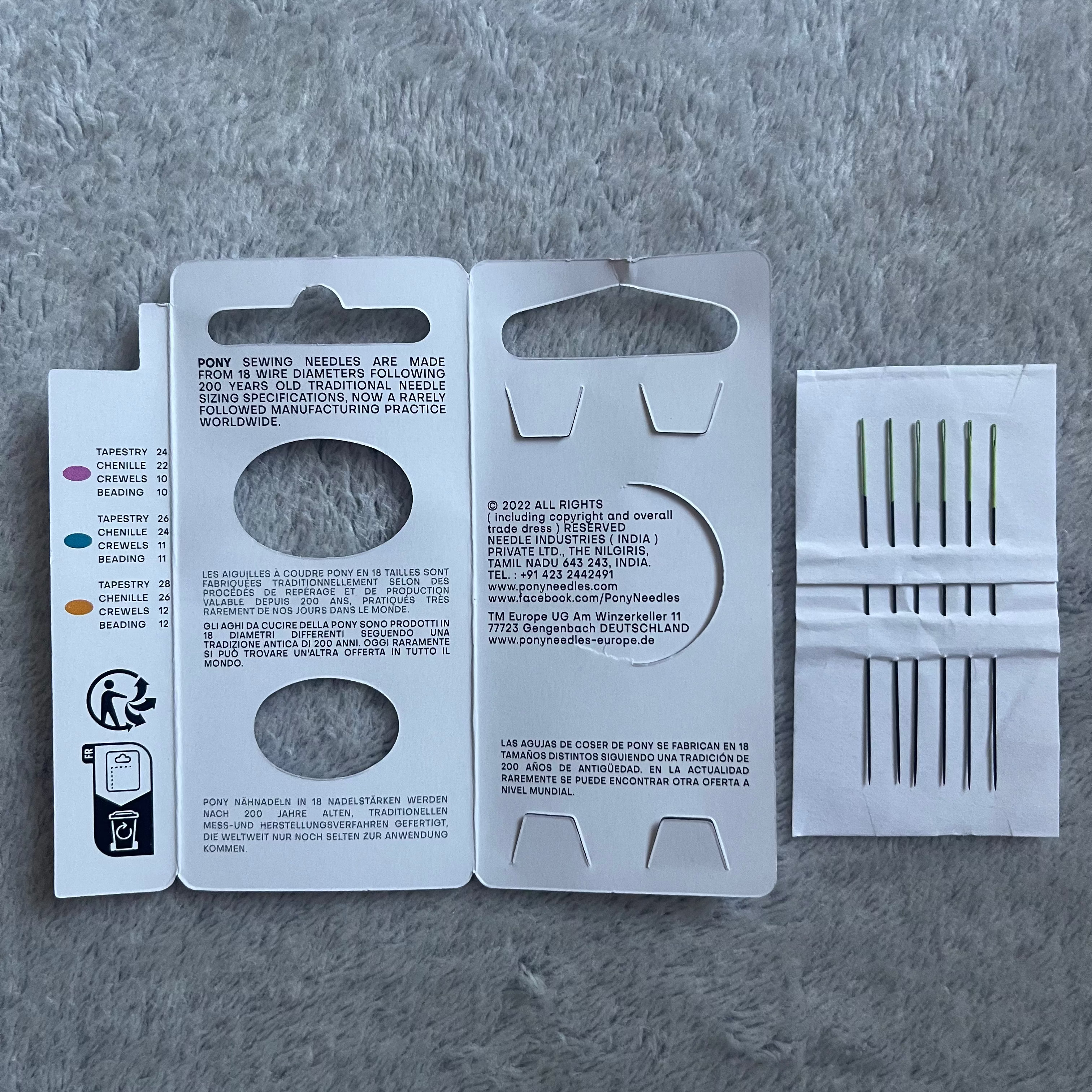 PONY Black Beading Needles No. 10 – 6 Pieces