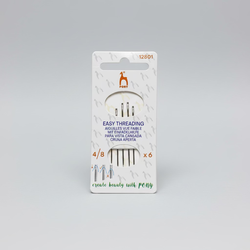 PONY Easy Threading Needles Size 4/8 Pack of 6 Self Threading Sewing Needles