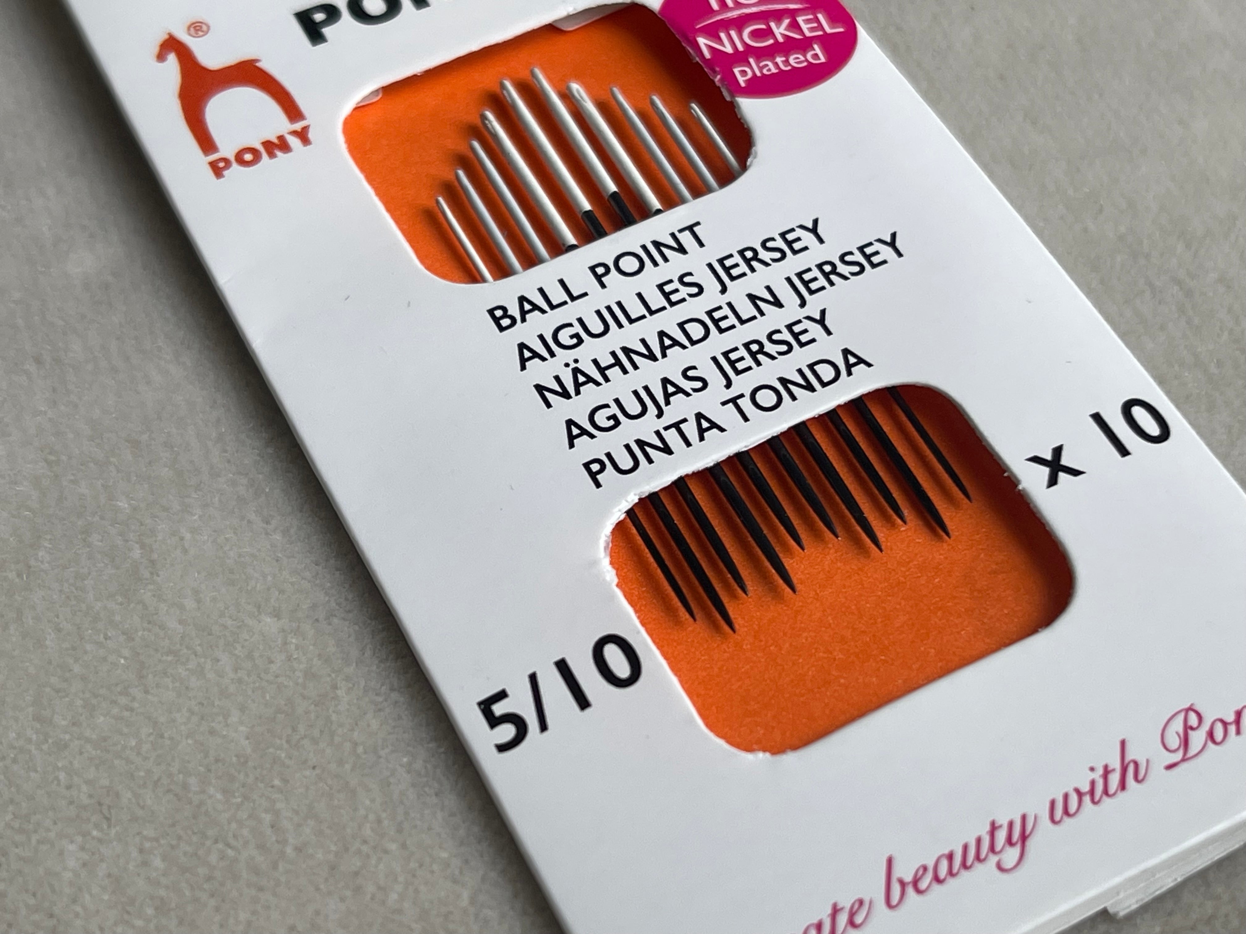 PONY Black Ball Point Sewing Needles Size 5/10 – Pack of 10