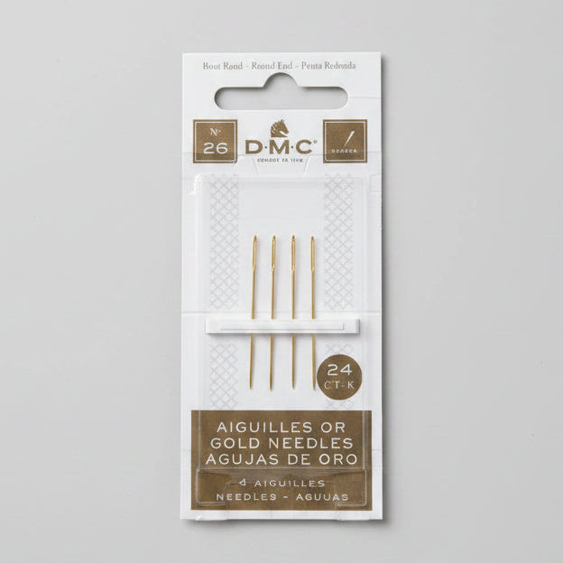 DMC Gold Embroidery Needles Size 26 (4 pcs) – 24K Gold Plated Cross Stitch Needles