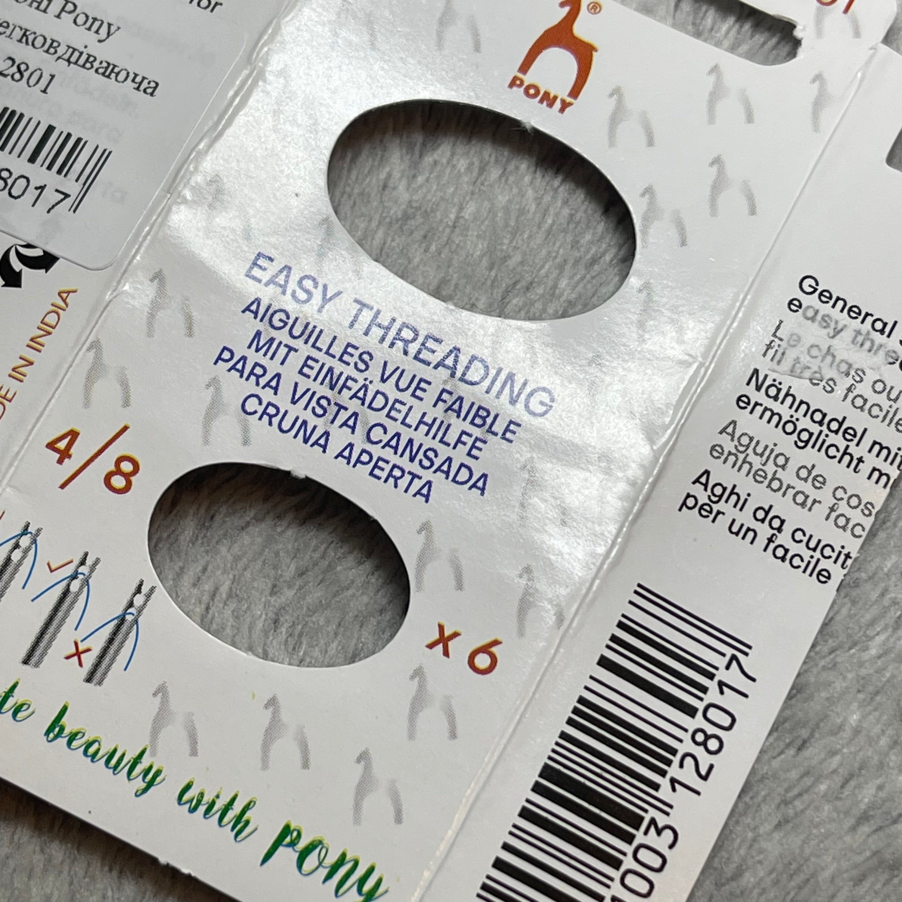 PONY Easy Threading Needles Size 4/8 – 6 Pieces