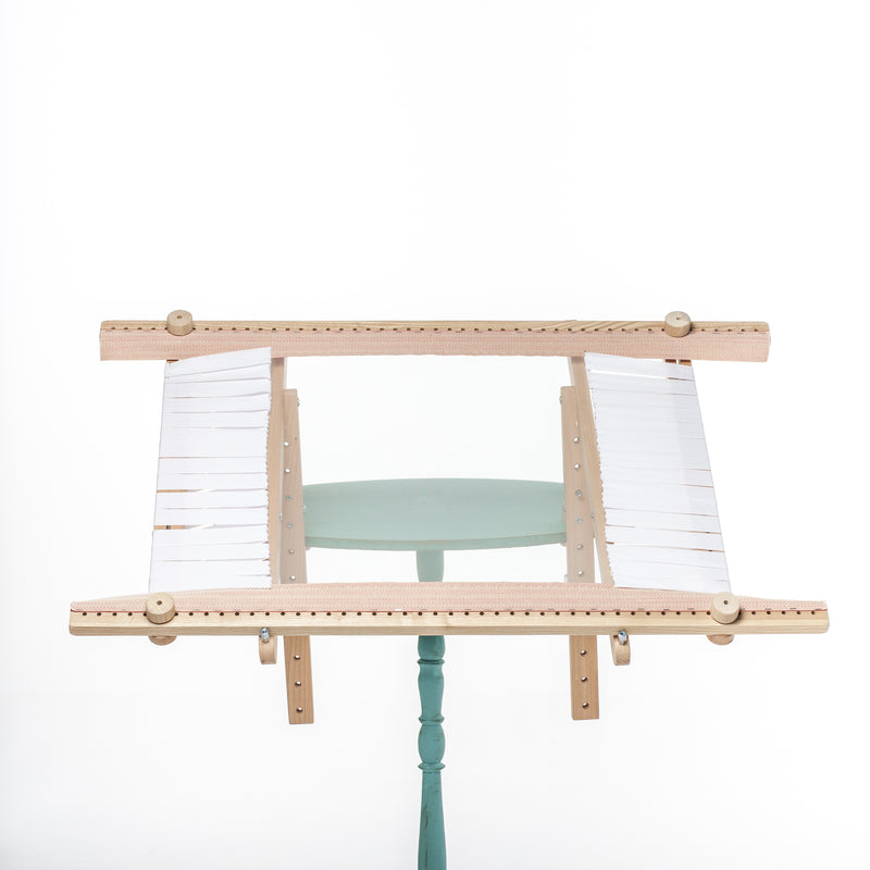 Tambour embroidery frame with needlework stand